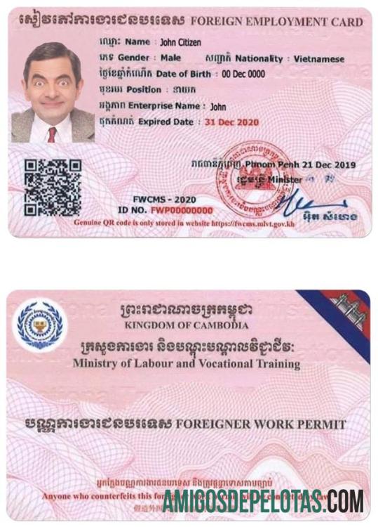 Permissão de trabalho no Camboja amostra